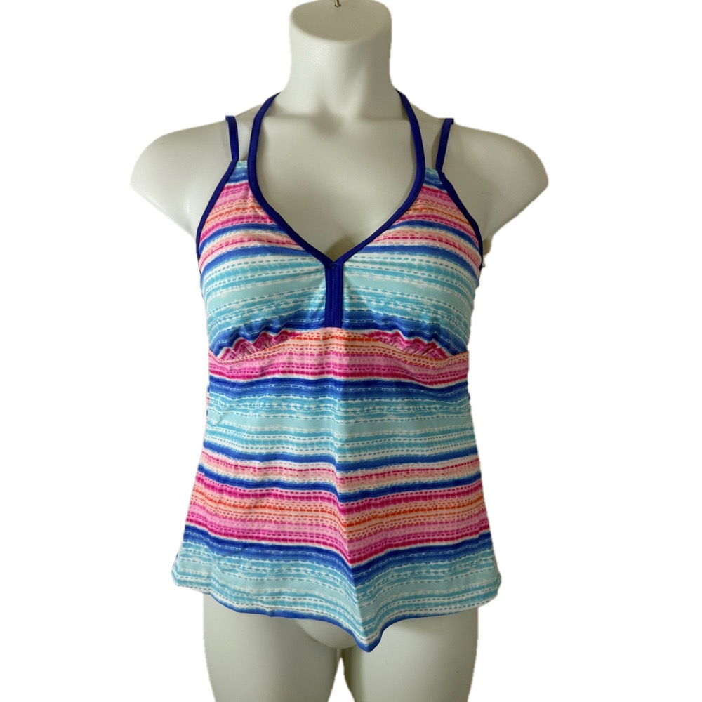 Splashletics Multi Color Licorice Racerback Tankini Top Size Large NWT
